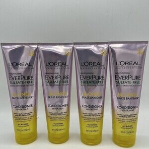 4 x L'Oreal Hair EverPure Sulfate Free Blonde Brass Conditioner 8.5 Oz
